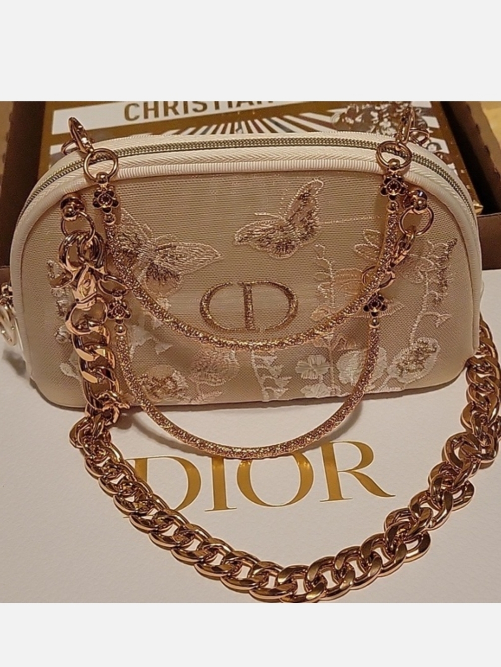Dior Pouch In Cream With Gold Accents - Picture 11 of 11